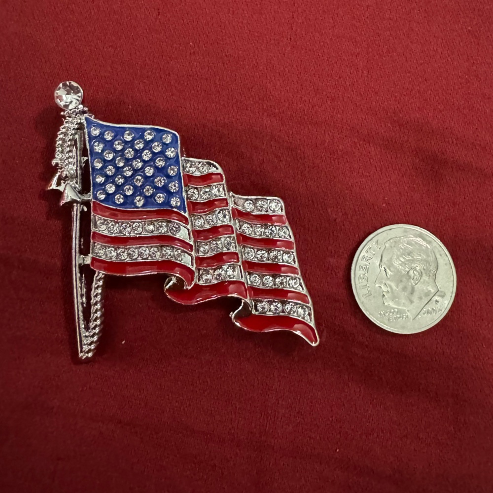 USA flag Rhinestone brooch - Picture 6 of 6